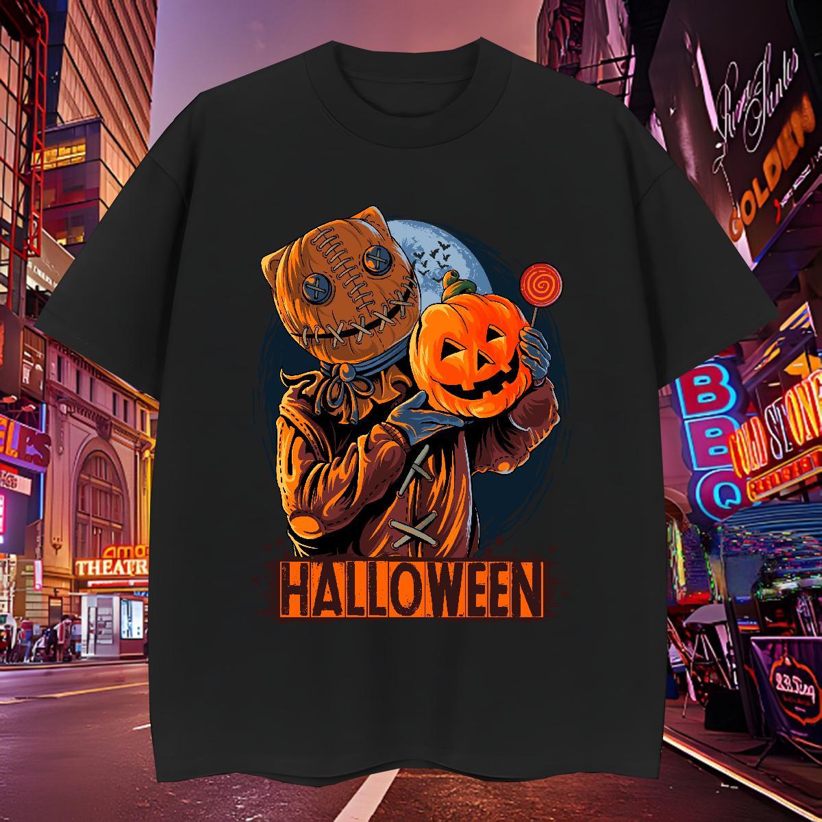 Popular Men T Shirts halloween Breathable Short Sleeve Outdoor Graphic 230g Pure Cotton Mens Tshirts Casual New Polos