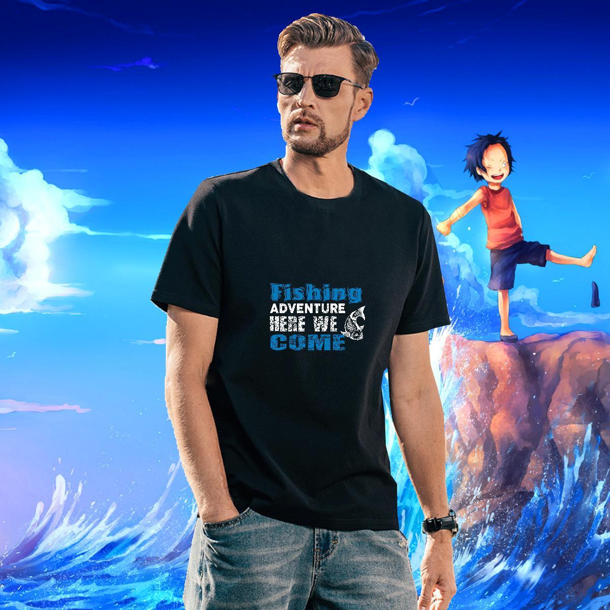 Classic Mens Tshirts Street 100% Cotton 230g Anime Breathable Short Sleeve Fishing T-Shirts Fashion Designer Tops