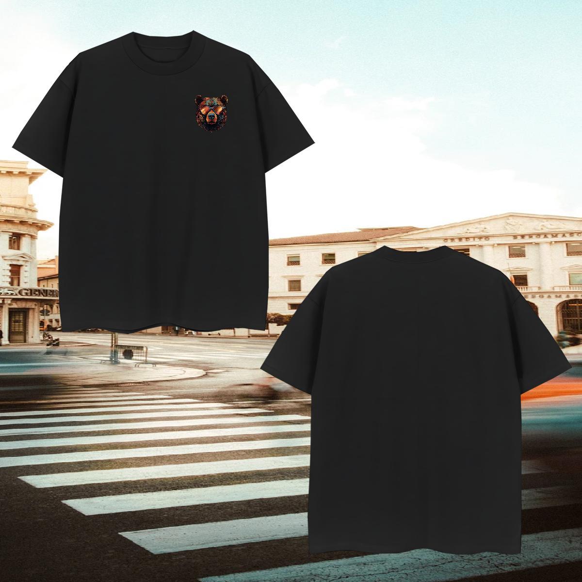 Factory Direct Mens Tshirts bear Daily Outfit 230g Pure Cotton Tops Breathable Short Sleeve Loose Fit T Shirt For Man Cartoon Printing L-4XL