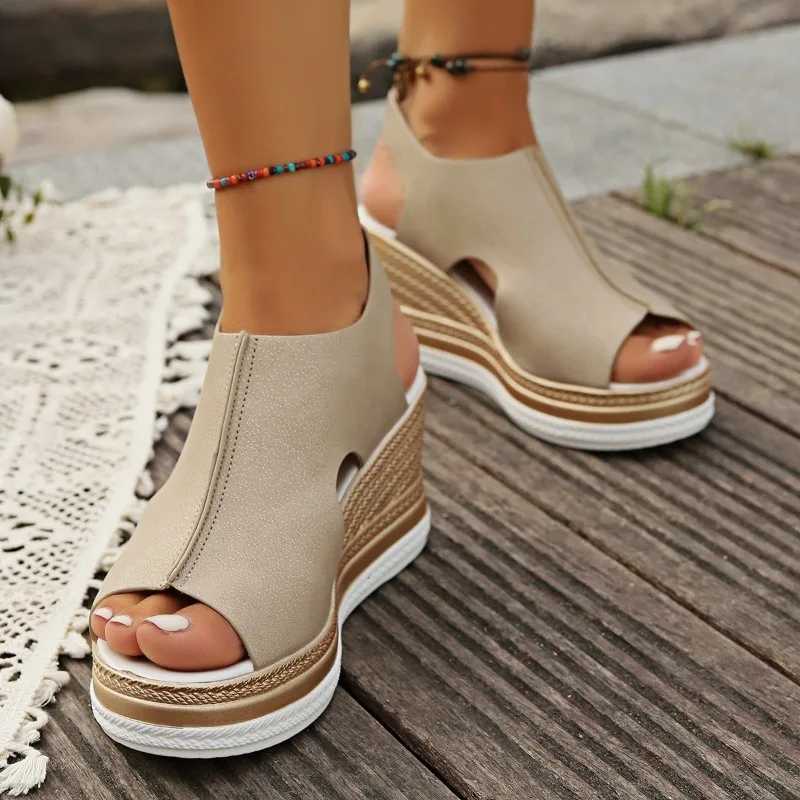 New Woman Platform Wedge Sandals Female Fashion Elegant Ladies Slippers Summer Female Peep Toe High Heels Slides Sandalias Mujer CL240806