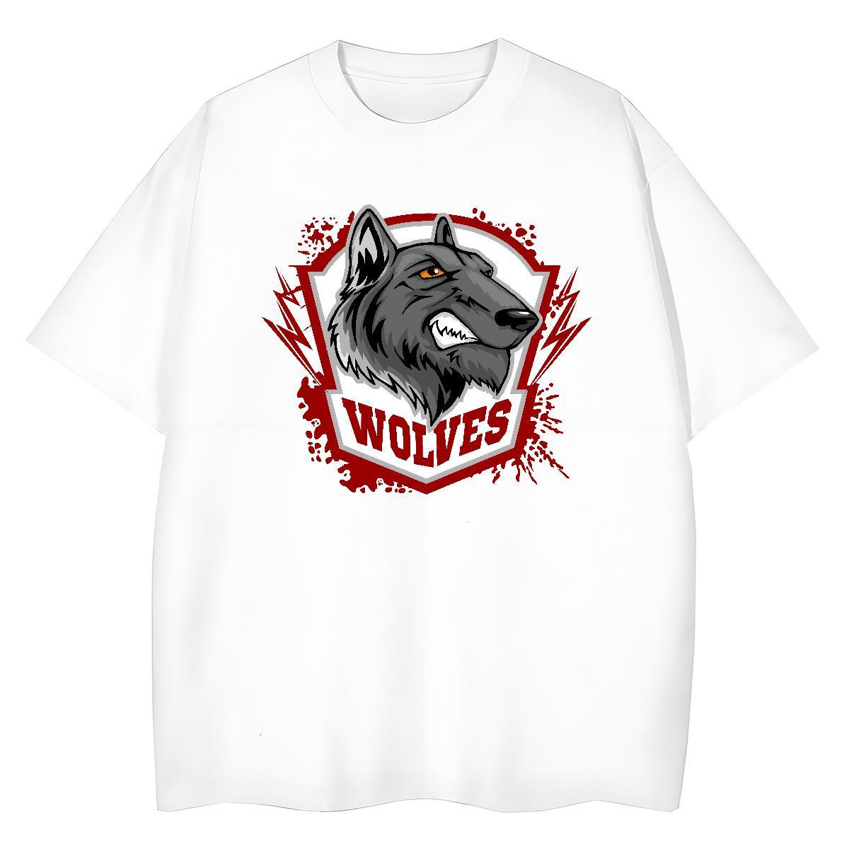 Cool Design T Shirts Men wolf Short Sleeve O-Neck Daily Wear DIY Printed 230g Cotton Men Clothes T-Shirt DIY Customized Tees