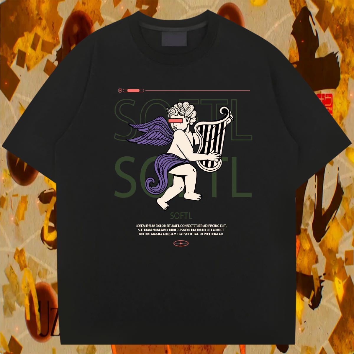 Cool funny 100% Cotton 230g Men Clothes T-Shirt Street Crew Neck T Shirts Men 2024 Skull Tees
