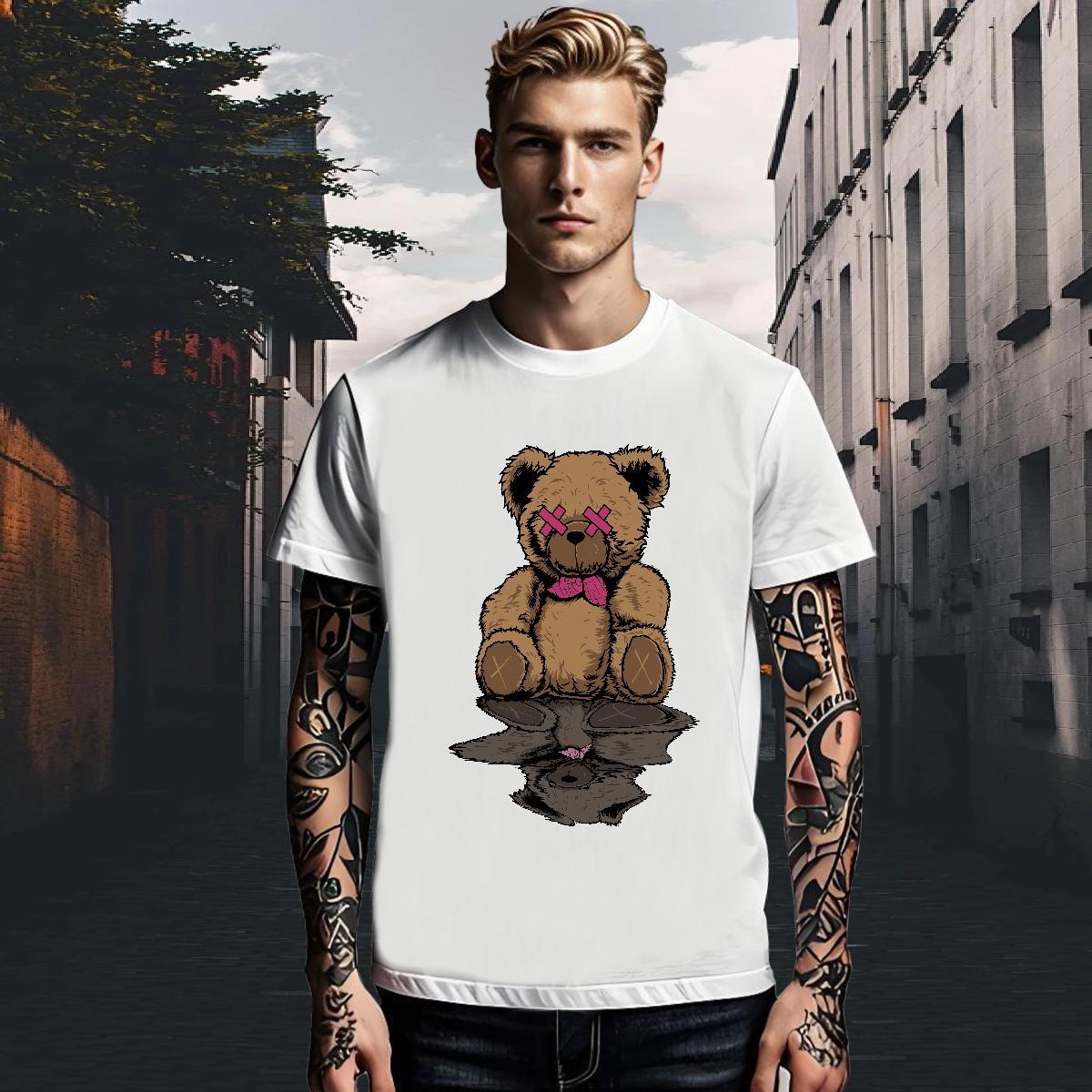 Wholesale Tshirt for Man Woman bear Street Casual 100% Cotton 230g Polos Breathable Short Sleeve Unisex Mens T Shirts Custom Cartoon