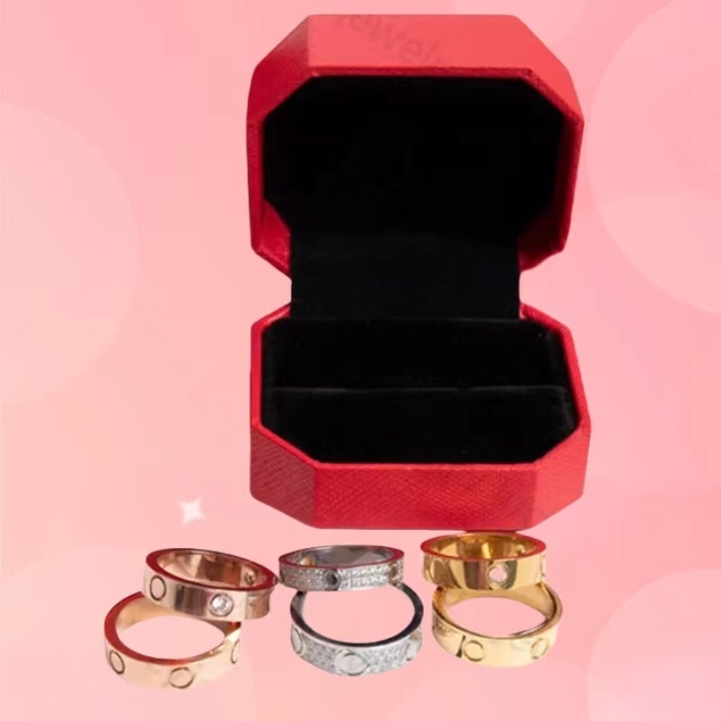 luxury AAA with box Designer Wedding Rings for Men Women fashion 13 styles Ring Lovers diamonds Classic jewelry gift