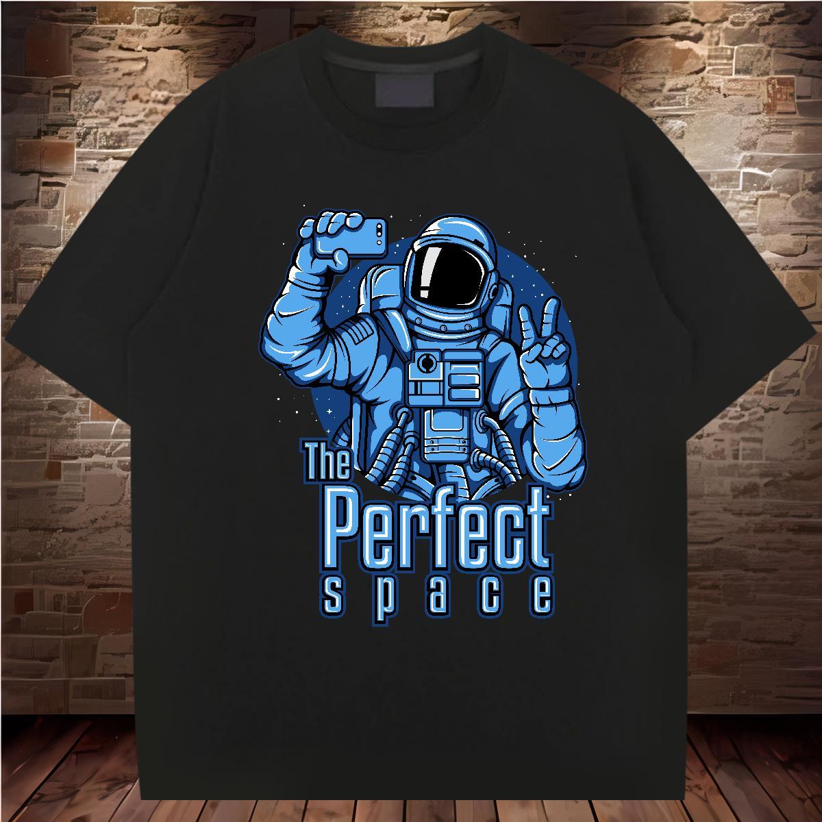 Classic spaceman 230g 100% Cotton Men Tshirts Casual Daily Wear O Neck Short Sleeves Men T Shirts Classic Casual Customized Tees Shirts