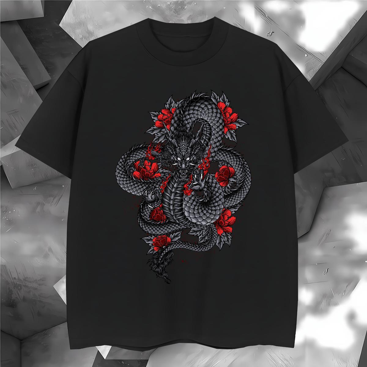 T Shirt For Man 230g Pure Cotton dragon Spring Summer Breathable Short Sleeve Custom Printing Men Clothes T-Shirt 2024 Designer High Quality Tops Shir