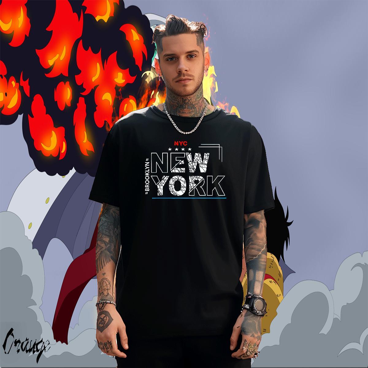 Cool Design Couples T Shirts Casual 100% Cotton 230g DIY Printed Short Sleeve O-Neck New York Mens T Shirts Wholesale Top Tees
