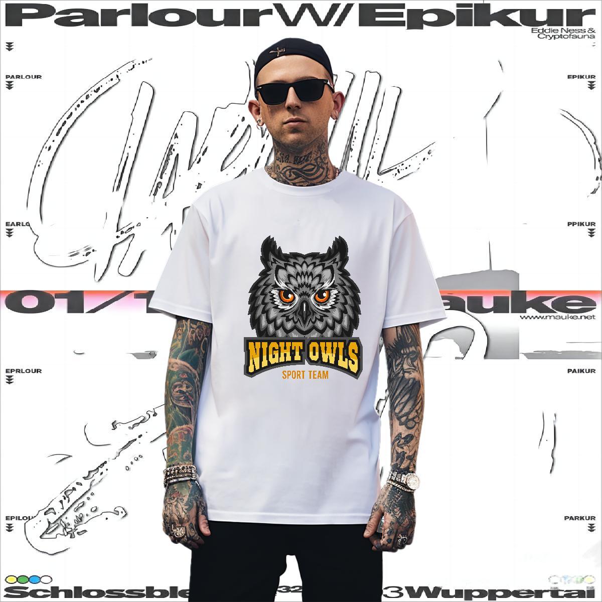 Free Shipping Men T Shirts owl O-Neck Short Sleeve Spring Summer Custom Printed 230g Cotton Couples T Shirts Stylist Top Tees