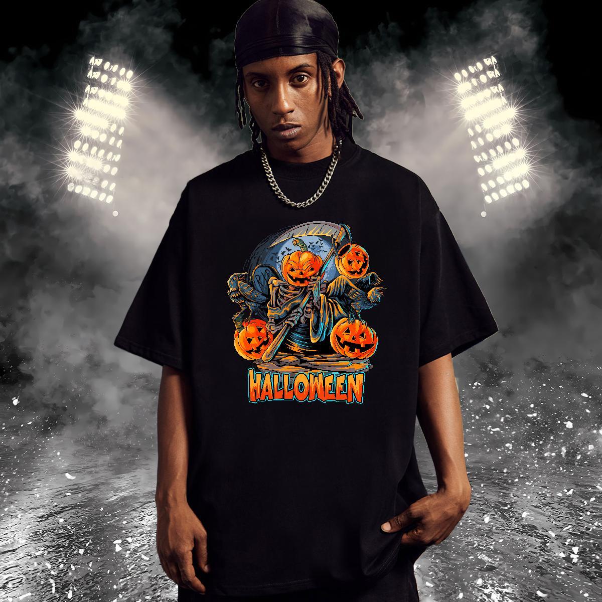 Comfortable Men T Shirts halloween Breathable Crew Neck Street Wear DIY 230g Cotton Couples T Shirts Free Shipping Polos