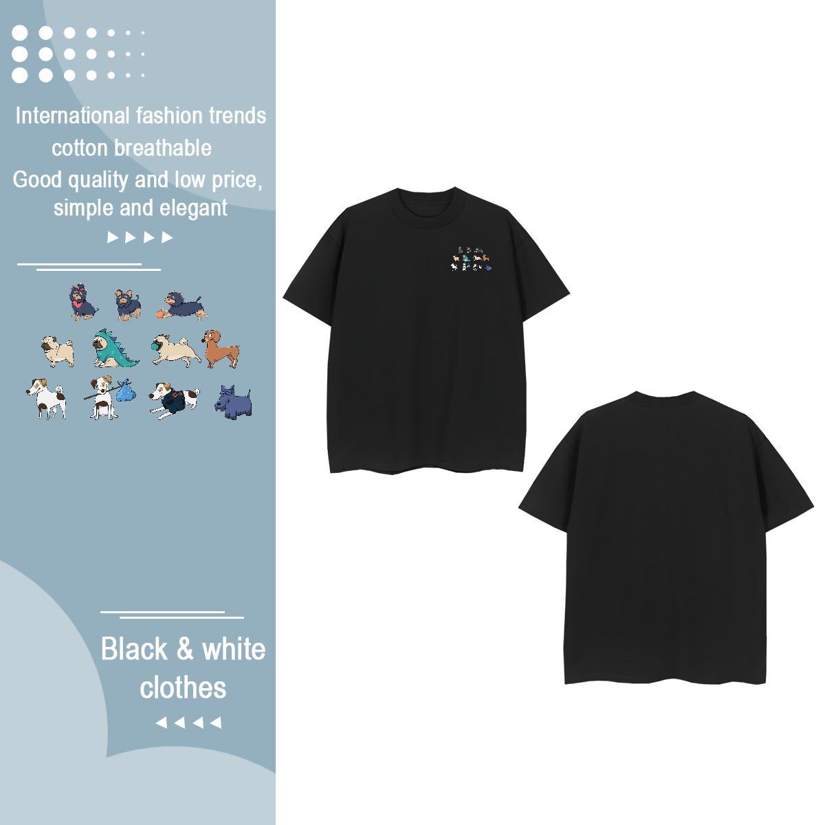 2024 Men Tshirts dogs Home Outdoor 230g 100% Cotton Tops Shirt Breathable Crew Neck Wholesale Man T Shirts Custom Cartoon