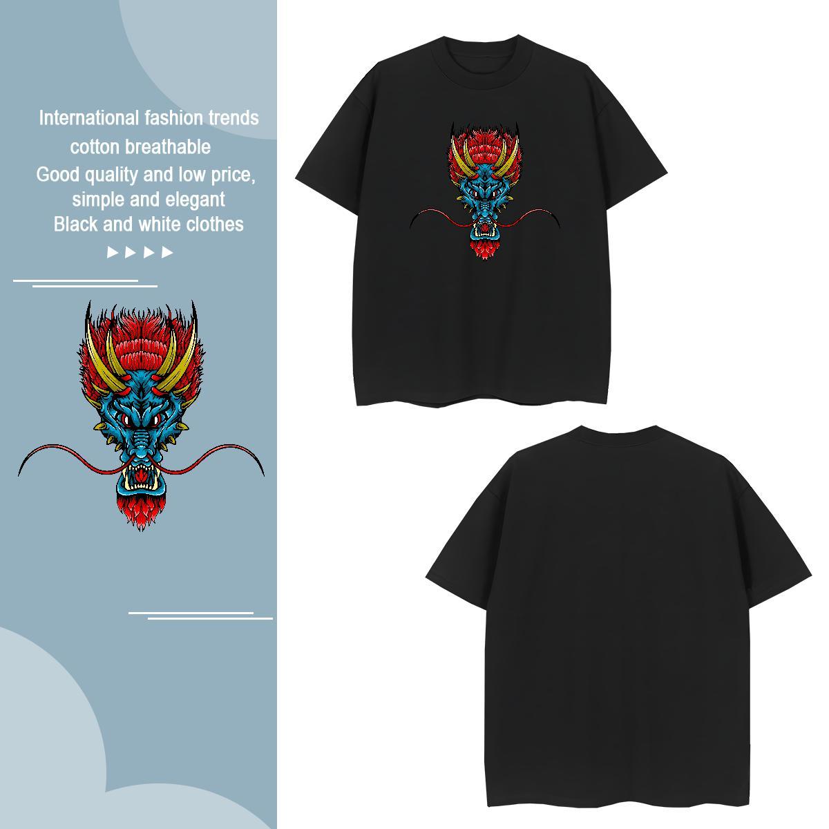 T-Shirts for Men 100% Cotton 230g fierce Beach O Neck Short Sleeves Anime Mens Tshirts New Arrival Comfortable Tops Tees