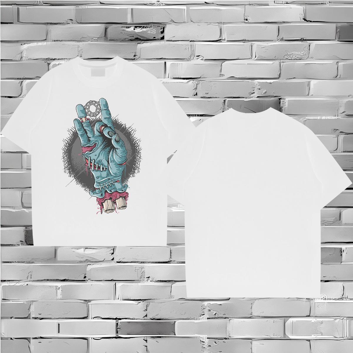 Brand Couples T Shirts hand Street Casual 230g 100% Cotton Wear Crew Neck Designer Man T Shirts Cartoon Print