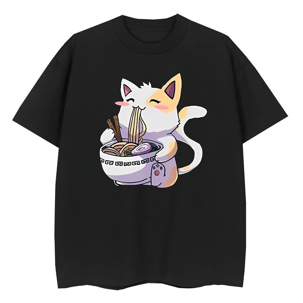 DIY Couples T Shirts High Street Hip Hop O Neck Short Sleeves Polos Free Shipping 230g 100% Cotton cat Oversized L-4XL T-Shirts for Women