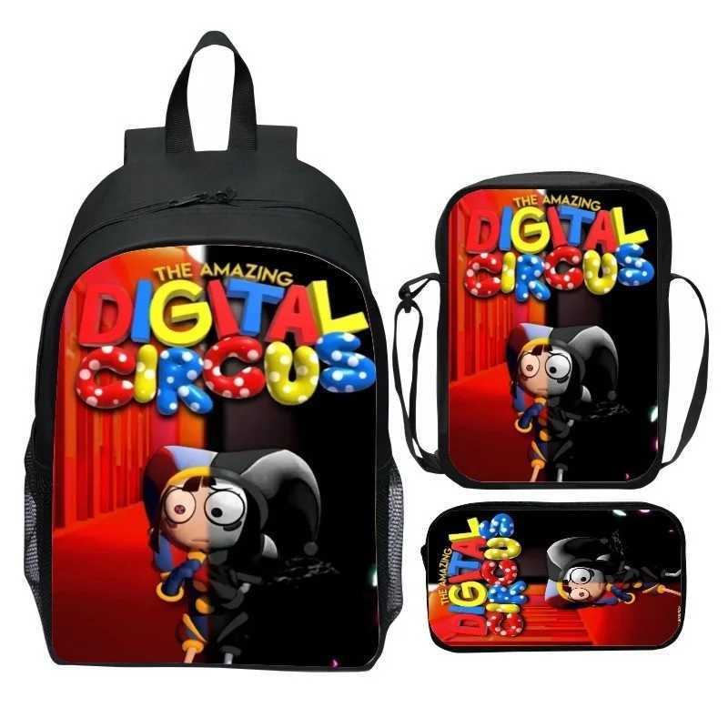 The Amazing Digital Circus Backpack Cartoon Anime Pomni Caine Printed Child Shoulder Bag Large Capacity School Bags For Student Y240820