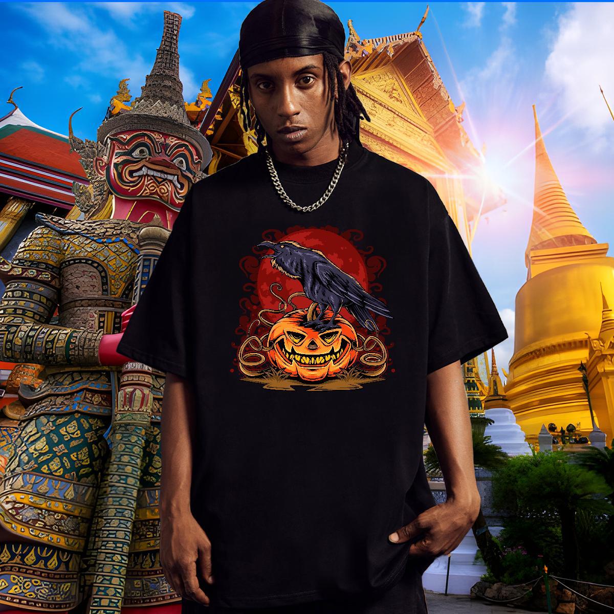 Cool Design T Shirt For Man eagle Breathable Short Sleeve High Street Hip Hop Graphic 100% Cotton 230g Men Tshirts DIY Customized Clothes