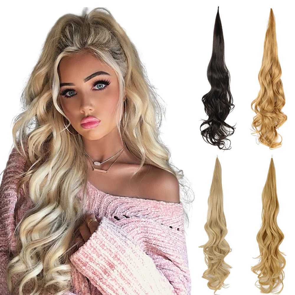 Synthetic ponytail extension wrapped flexibly around ponytail hair layered fake tail wig natural curly hair for women W240817