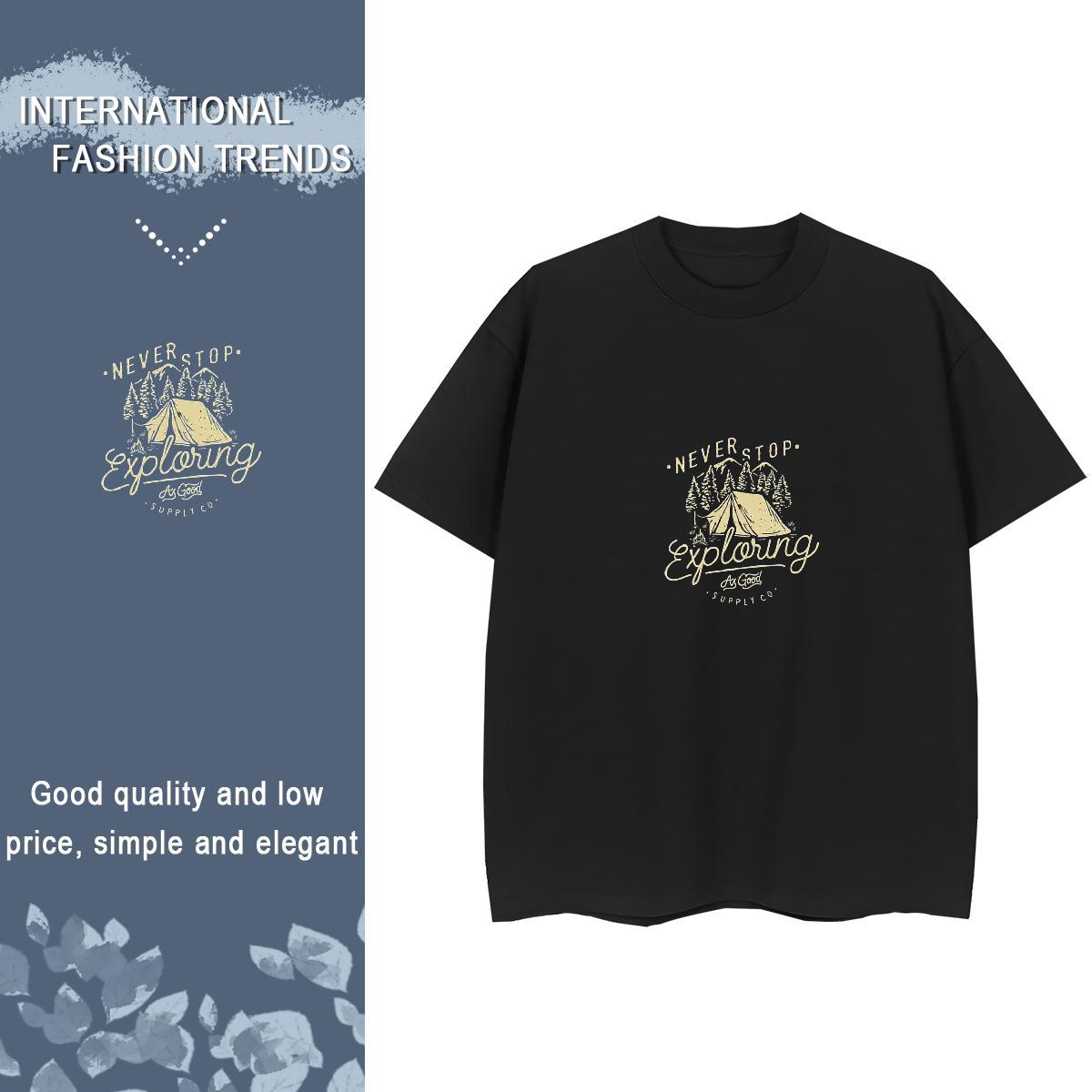 Fashion Casual Women Tees Sports Street Wear Short sleeve Soft Tops Loose 100% Cotton 230g beach DIY Anime T-Shirts for Women