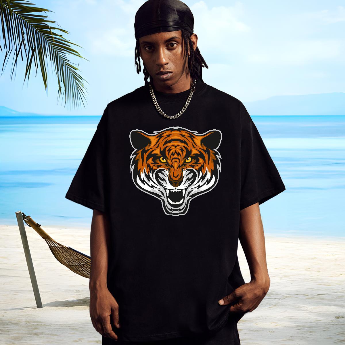 Popular Men T Shirts tiger Breathable Crew Neck Casual Oversized 230g Cotton Couples T Shirts Stylist Clothings