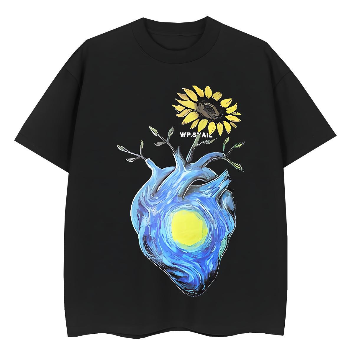 New Arrival Men Clothes T-Shirt flower Casual Beach 230g 100% Cotton Clothings Pure Cotton Unisex Mens T Shirts Custom Print Plus Size
