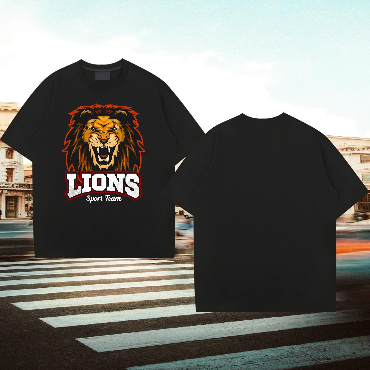 Popular T Shirts Men lion Short Sleeve Soft Street Wear Oversized 230g 100% Cotton Tshirt for Man Woman DIY Tops
