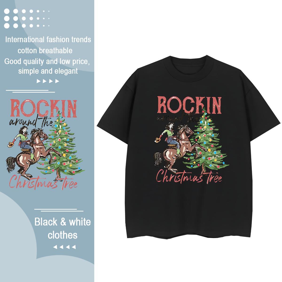 Cool Mens T Shirts Christmas tree Short Sleeve Soft Hip Hop Street DIY Printed 230g Cotton Men Tops Tees Fashion Designer Polos