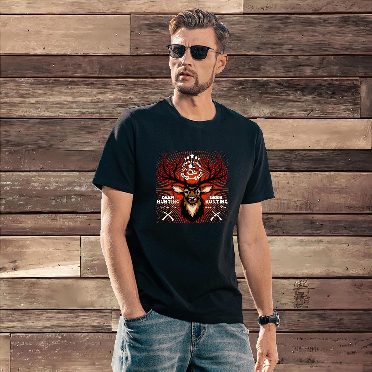 Brand T Shirt For Man deer O Neck Short Sleeves Street Casual DIY Anime 100% Cotton 230g Men Tees Fashion Casual Tee Shirt