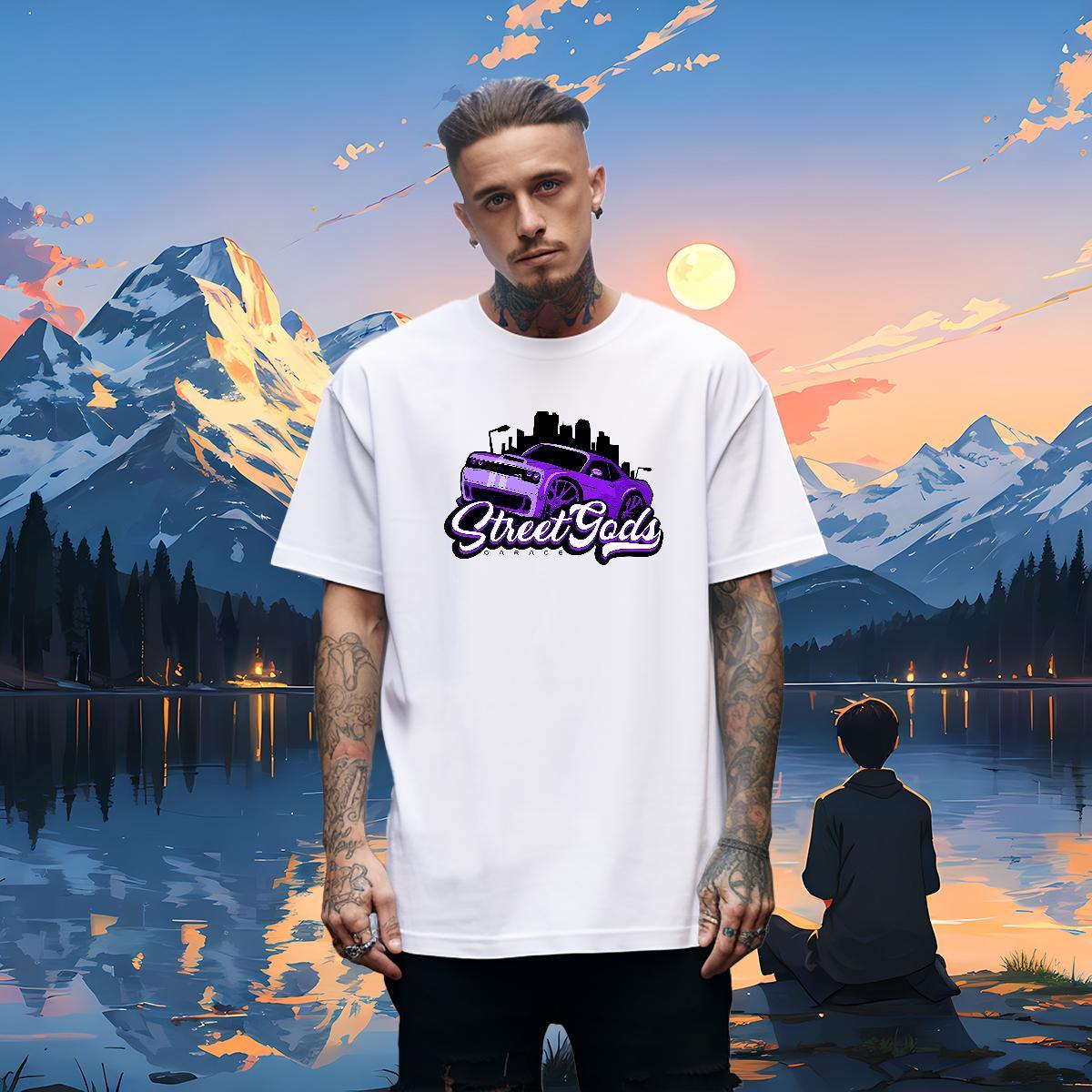TOP Quality beach 230g Cotton Men Clothes T-Shirt Street Casual Short Sleeve O-Neck T-Shirts Factory Direct Cartoon Printing L-4XL Wear