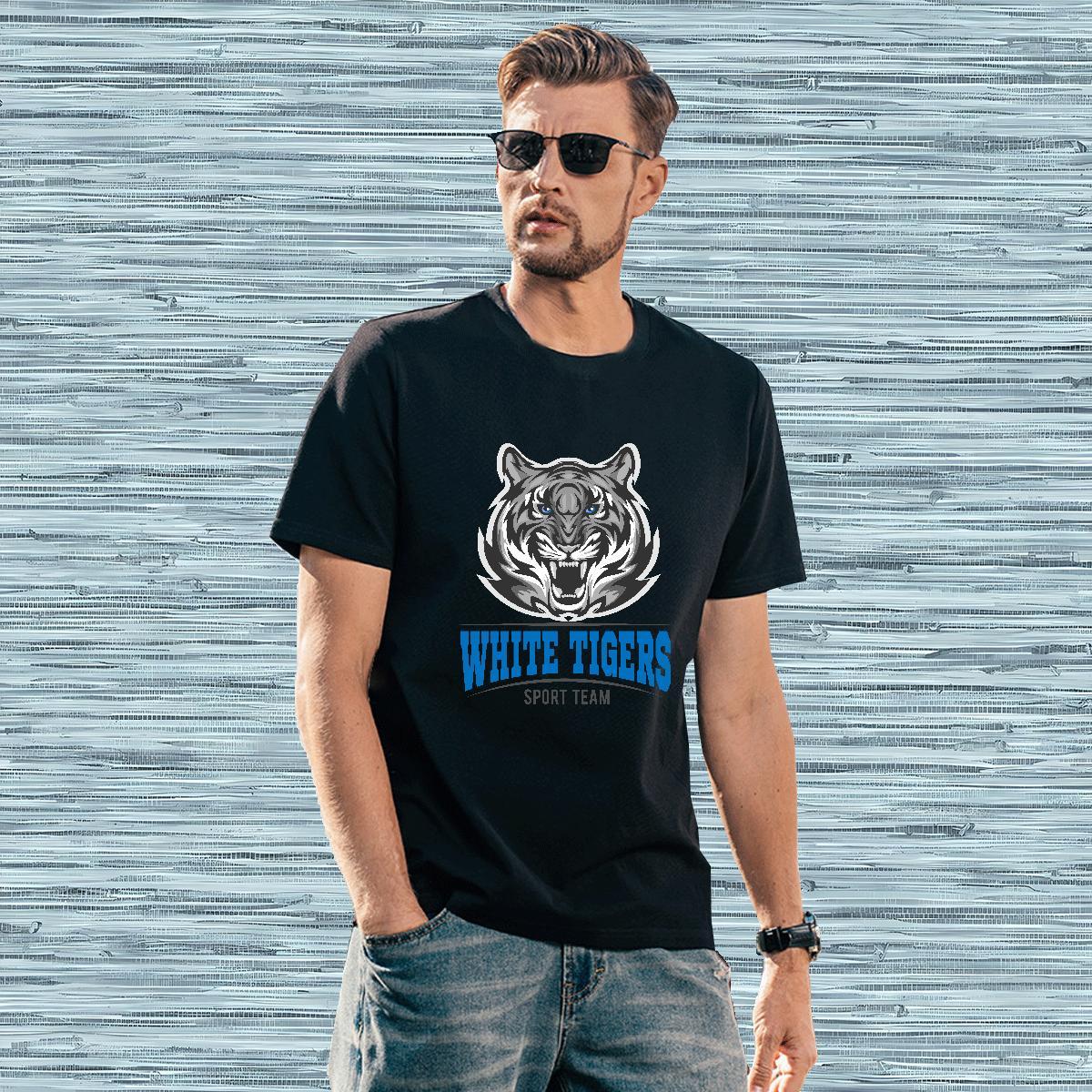 Classic tiger T Shirt For Man Casual Daily Wear Tshirts 230g Cotton Designer Crew Neck Breathable Oversized 4XL Tops Shirt