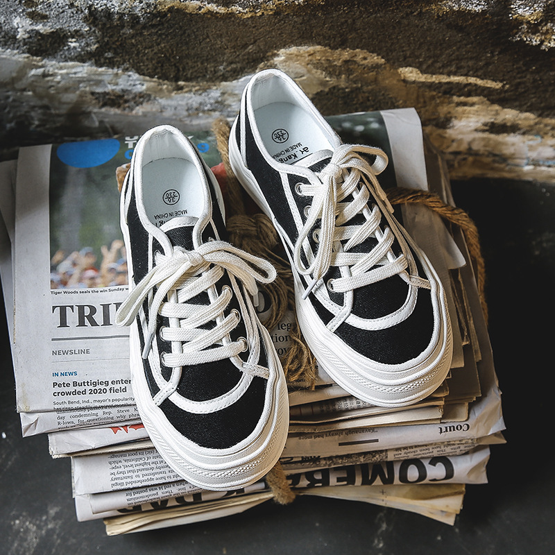 Ddmysports Autumn Winter New Big Ead Canvas Women S Casual Lace Up Trendy Chic Ong Kong Flavor Flat Bottom Shoes OUTDOOR