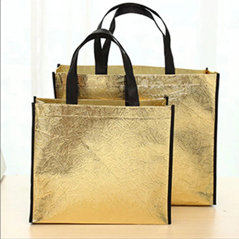 1 PC Fashion Laser Shopping Bag Foldable Eco Reusable Tote Waterproof Nonwoven Fabric No Zipper y250121