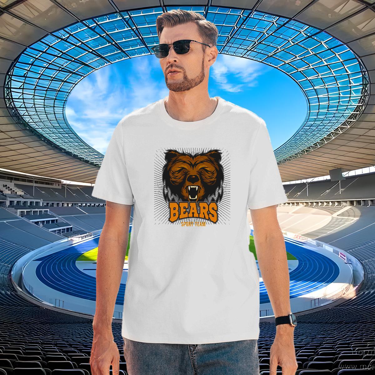 Brand T shirt bear Short Sleeve O-Neck Sports Casual Oversized 230g 100% Cotton Men Clothes T-Shirt New Tops Tees