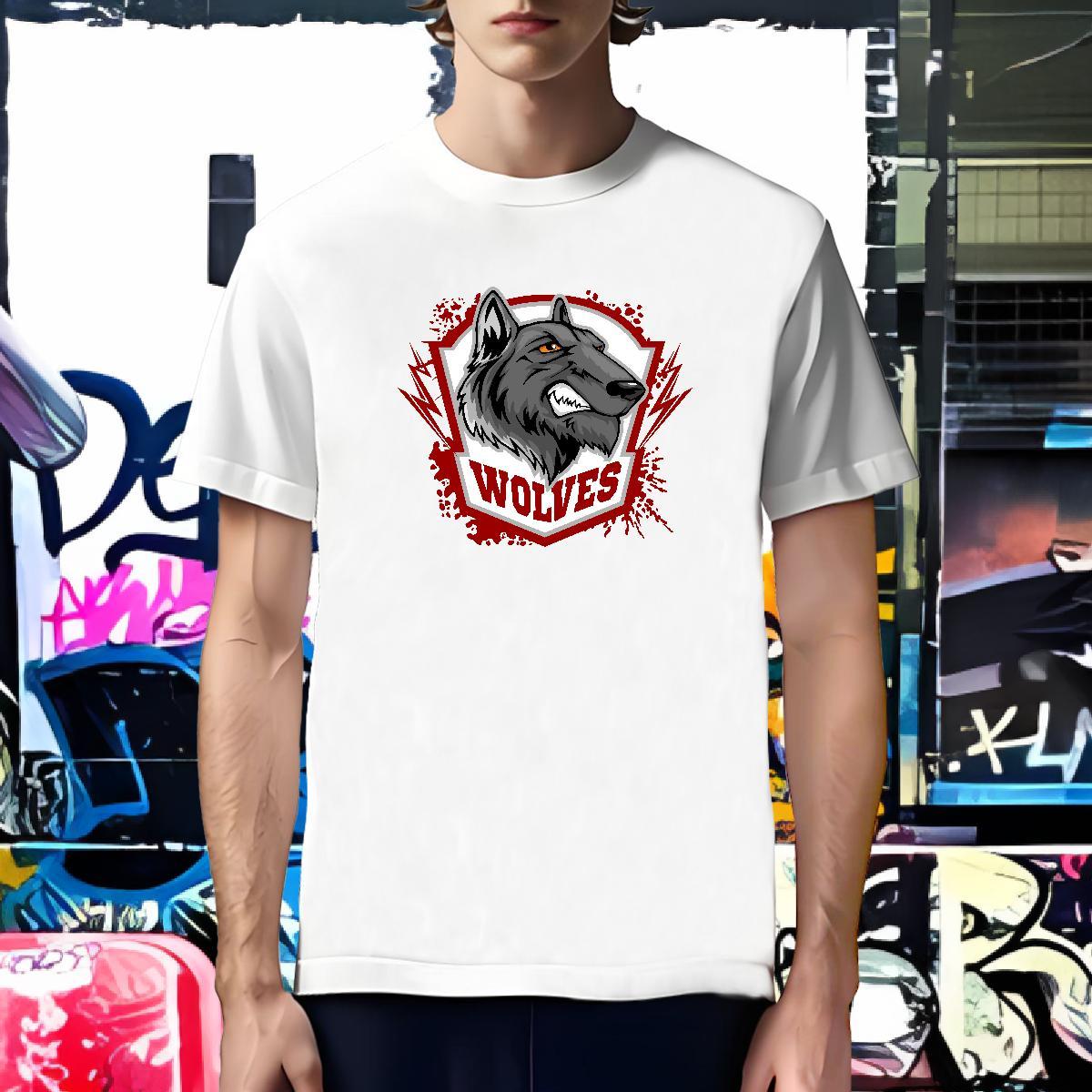 Cool Design T Shirt For Man wolf Crew Neck Hip Hop Cartoon Printing L-4XL 230g 100% Cotton Men Tees Custom Tops