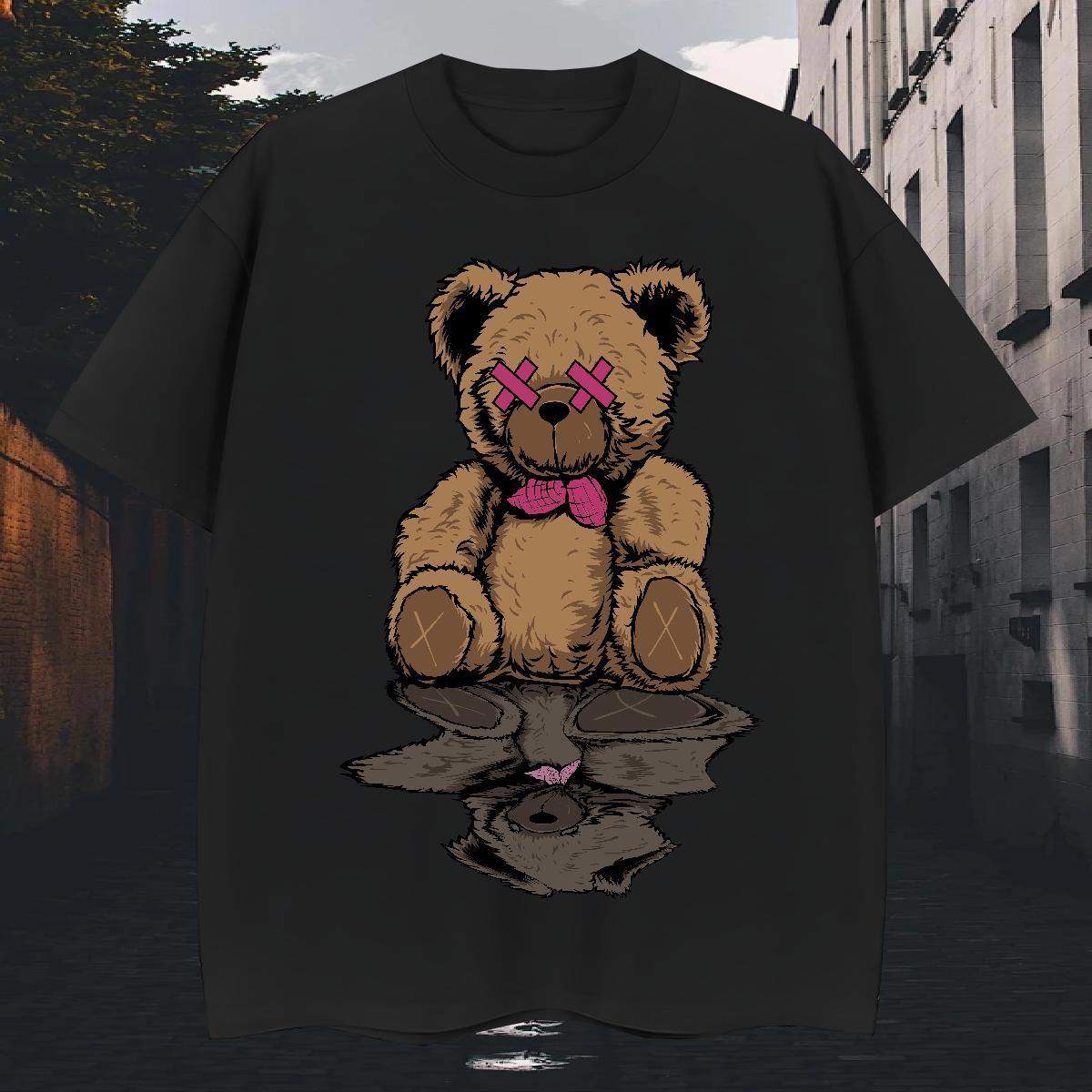 Wholesale Tshirt for Man Woman bear Street Casual 100% Cotton 230g Polos Breathable Short Sleeve Unisex Mens T Shirts Custom Cartoon