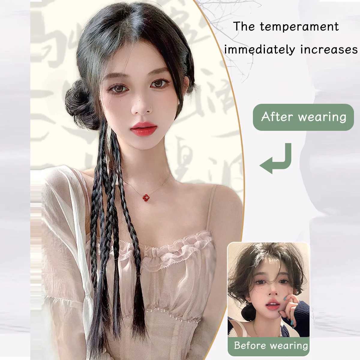 Wig clip ponytail straight hair natural fluffy synthetic fiber woven and suitable for daily wear W240817