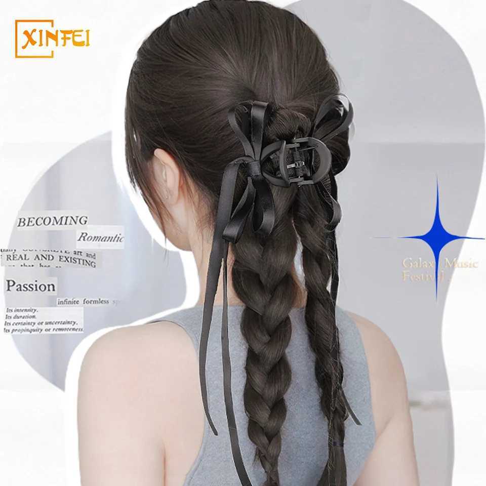 Synthetic wig ponytail womens natural hair extended ribbon fluffy grab clip style braided hair high ponytail hairstyle W240817
