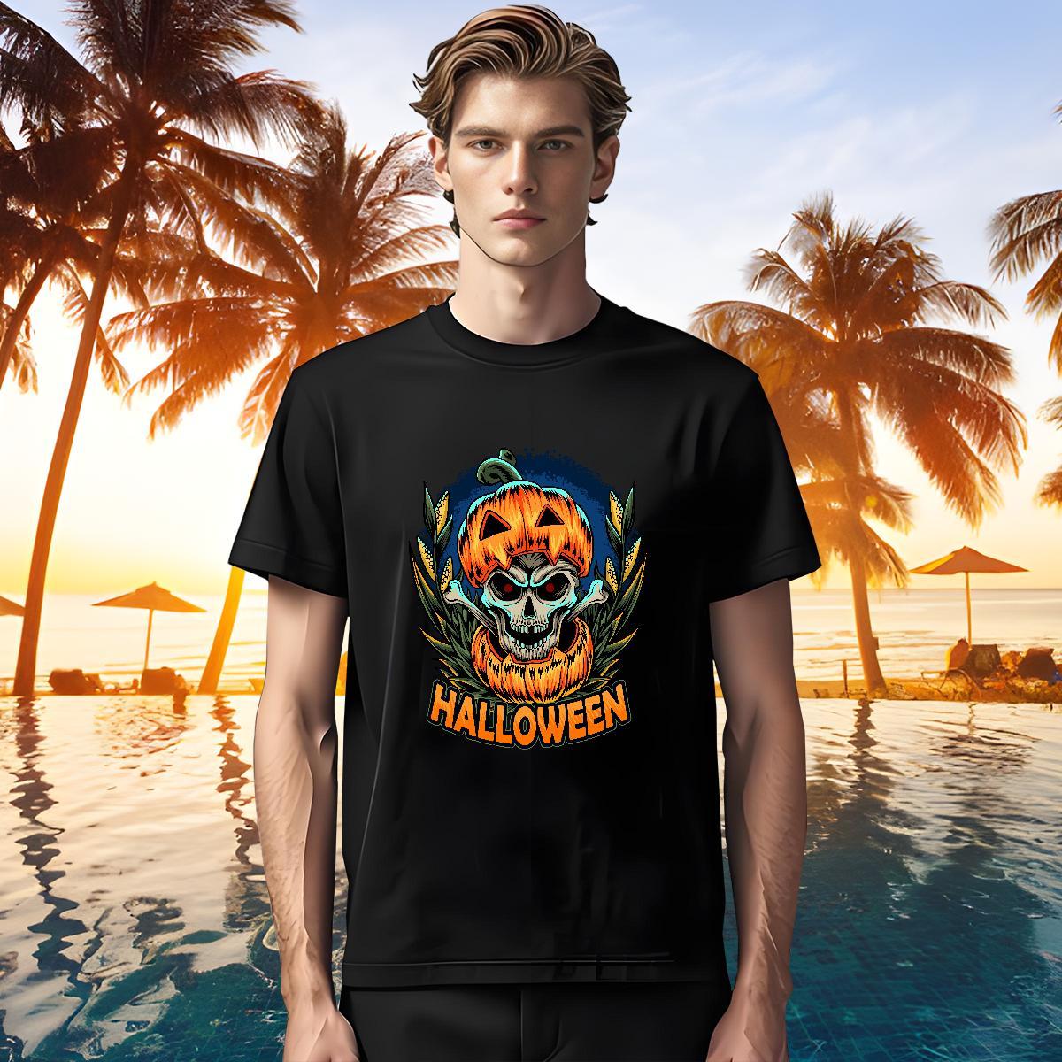 Comfortable T Shirt For Man halloween Breathable Short Sleeve Casual Beach DIY Printed 230g 100% Cotton Couples T Shirts Designer Tees