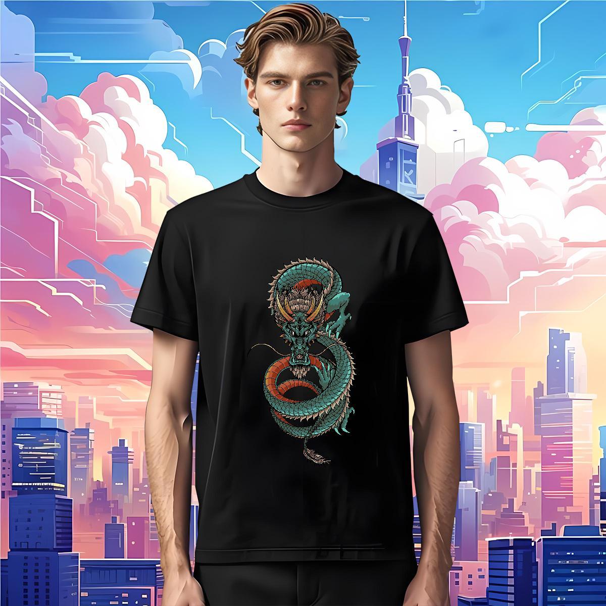 T Shirt For Man 230g 100% Cotton dragon Sport Pure Cotton DIY Logo Oversized Mens Tshirts Wholesale Loose Fit Tops