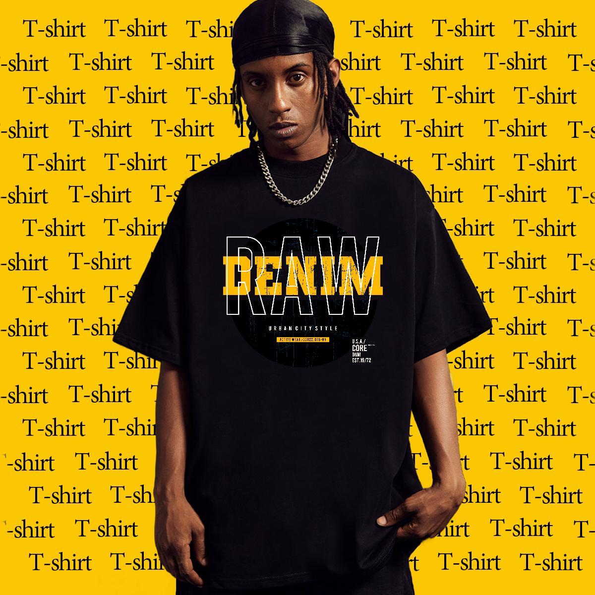 Wholesale Men Clothes T-Shirt Street 230g Cotton Custom Print Oversized Breathable Crew Neck letter T Shirts Men Free Shipping Tees Shirts