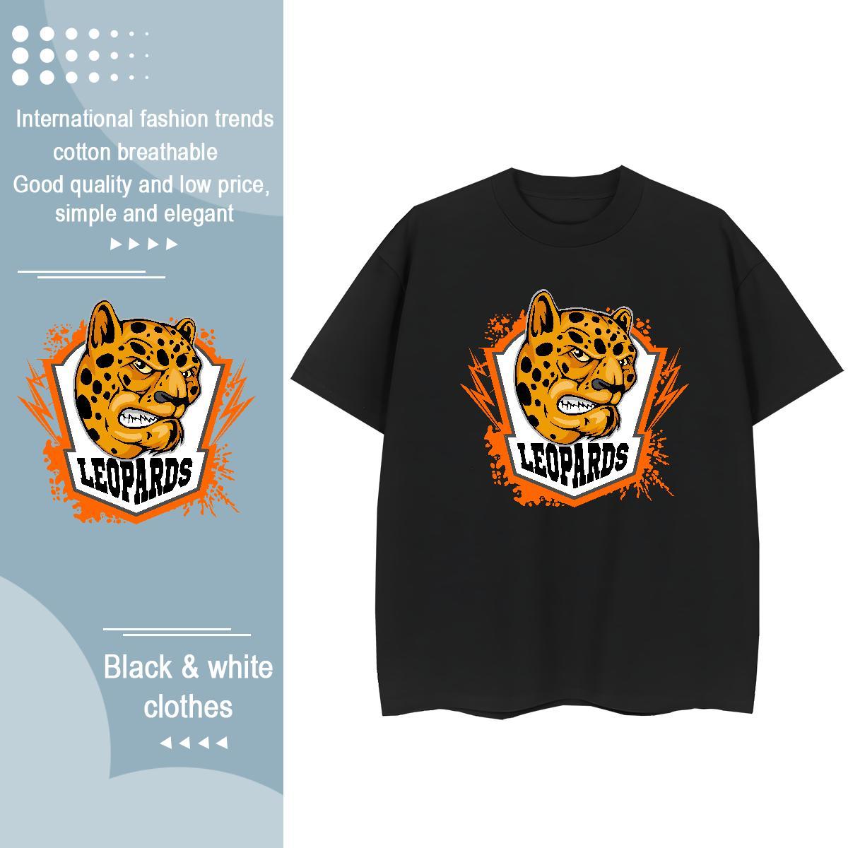 Factory Direct Mens Tshirts leopard Street Casual 100% Cotton 230g Tops Shirt Short Sleeve Soft Loose T shirt DIY Printed