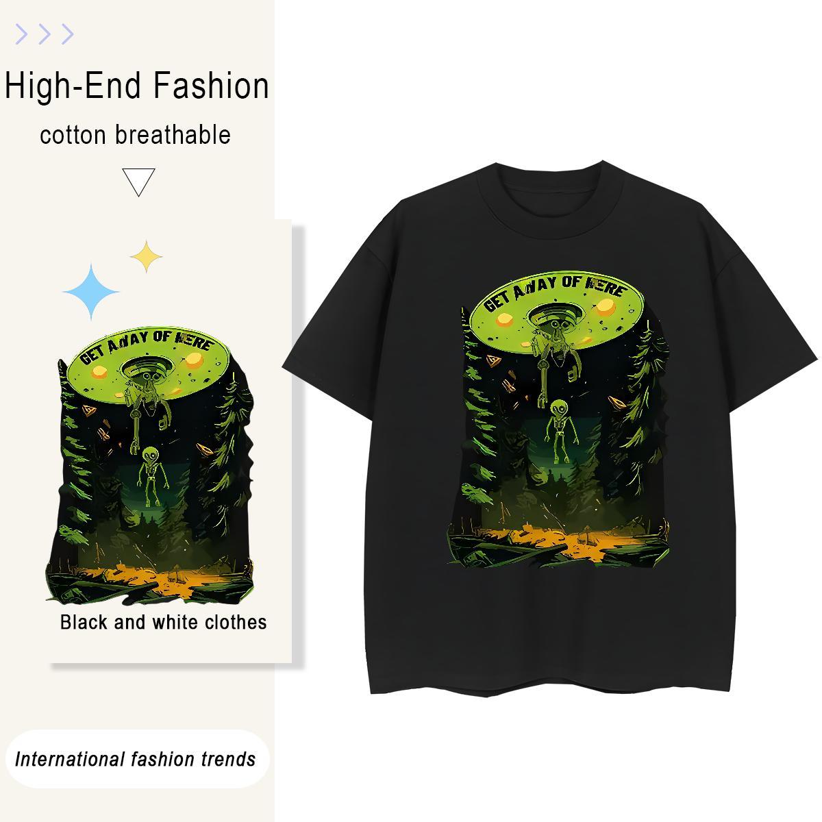 DIY Woman Tshirt Casual Daily Wear Breathable Crew Neck Tops Shirt Female 230g 100% Cotton ET Plus Size Cartoon T shirt