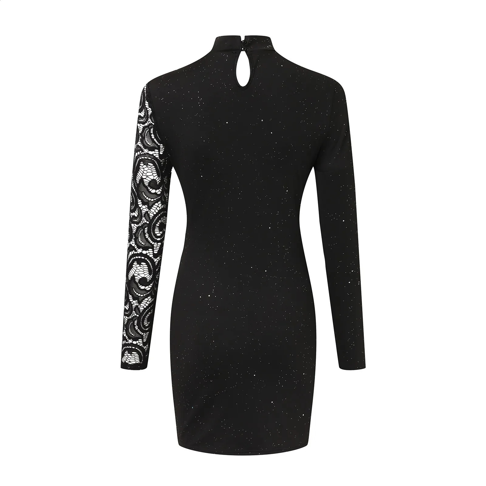Sexy Sequined Lace Dress V Neck Cut Out Party Dress Long Sleeve Slim Fit Skirts Elegant Female Evening Dresses Ladies Vestidos 240819
