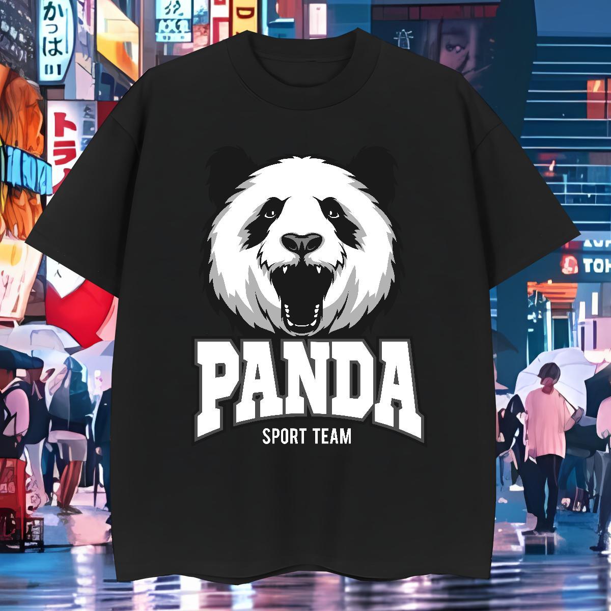 New Tshirts panda Hip Hop 230g 100% Cotton Top Tees Short Sleeve O-Neck TOP Quality Mens T Shirts DIY Printed