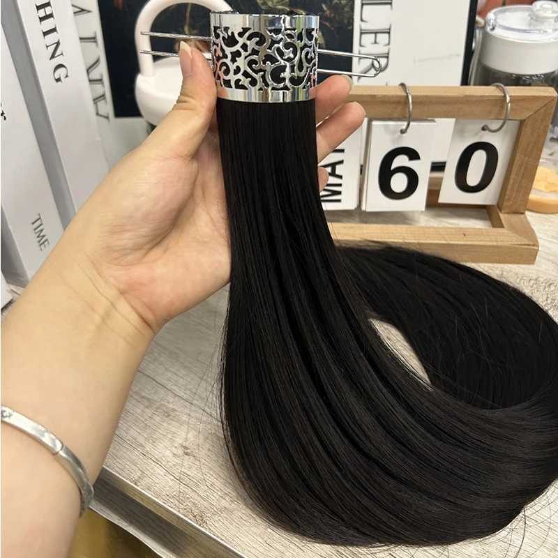 Synthetic ponytail for women Chinese silver hollow long hair straight ponytail W240817