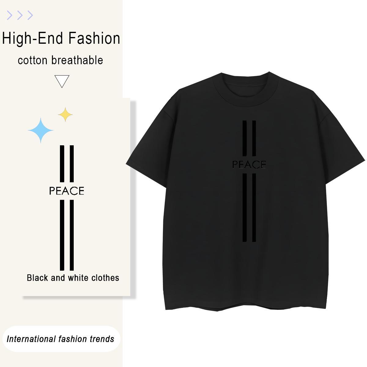 Loose Fit letter 230g 100% Cotton Men Tshirts Daily Outfit Breathable Short Sleeve T Shirts Men 2024 New Anime Tee Shirt