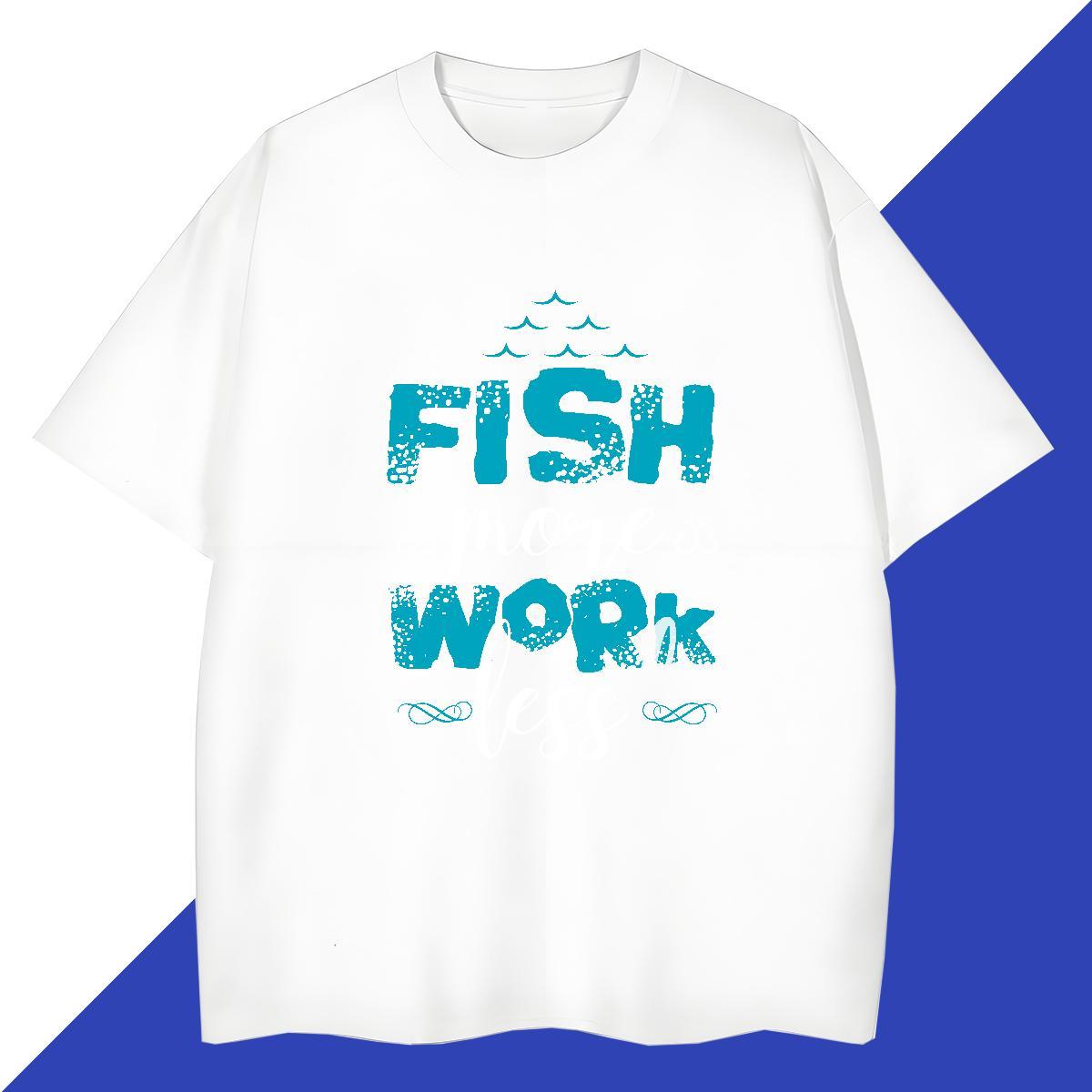 Classic Men Tops Tees Casual Daily Wear 230g 100% Cotton Black White Pure Cotton fish T Shirt For Man 2024 DIY Top Tees