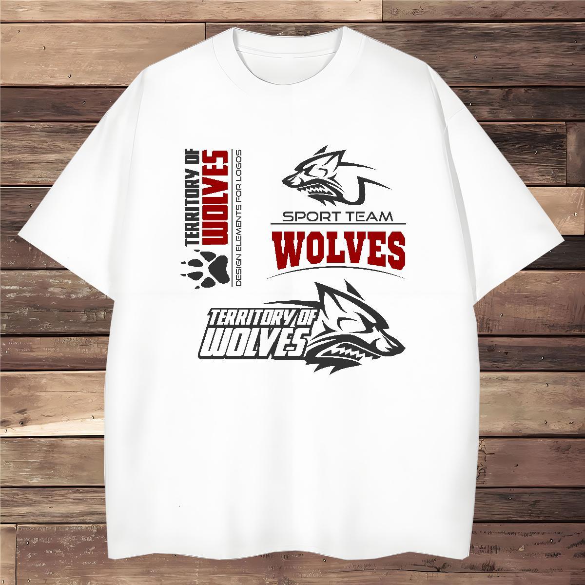 Designer T Shirts Men wolf Breathable Short Sleeve Casual Plus Size Custom 100% Cotton 230g Men Tees 2024 DIY Polos