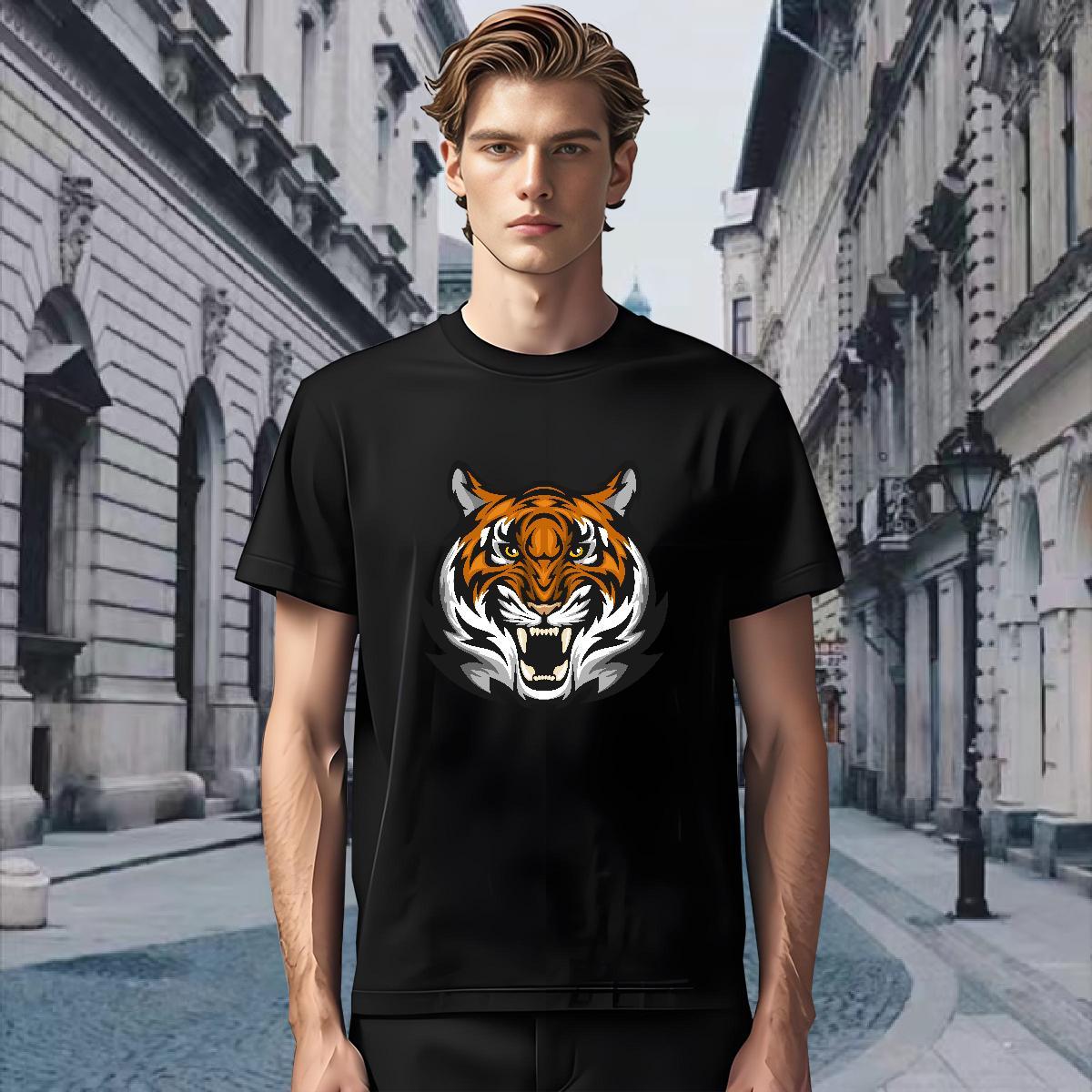 Popular Man T Shirts tiger Breathable Soft Outdoor Customized Print 230g Cotton Men Tees Designer Fashion Polos
