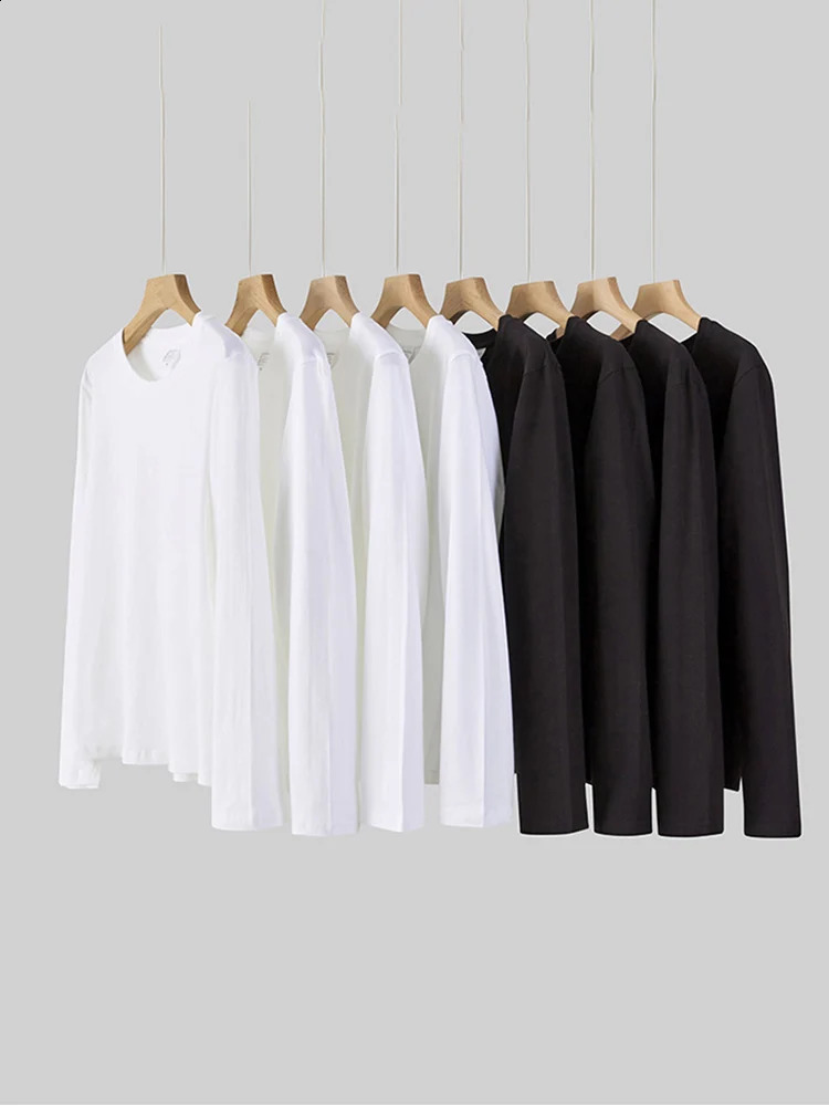 Women O-neck Long Sleeve T shirts Lady White Cotton Tops Female Soft Casual Tees Womens Black T-shirt 240820