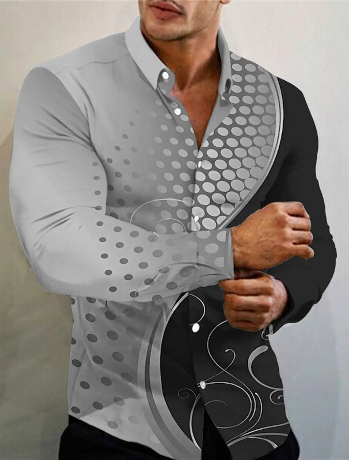 Mens Graphic Long Sleeve Shirt Floral Print Lapel Blue Gold Green Gray Outdoor Streetwear Tropical Fashion Button Up Shirt 240820