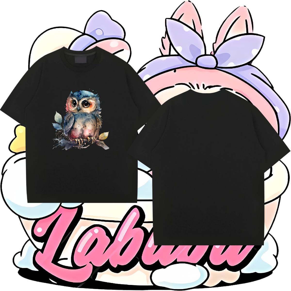 Fashion Designer Mens Tshirts Owl High Street Hip Hop 230g 100% Cotton Tops Shirt Breathable Crew Neck Cool T shirt Oversized